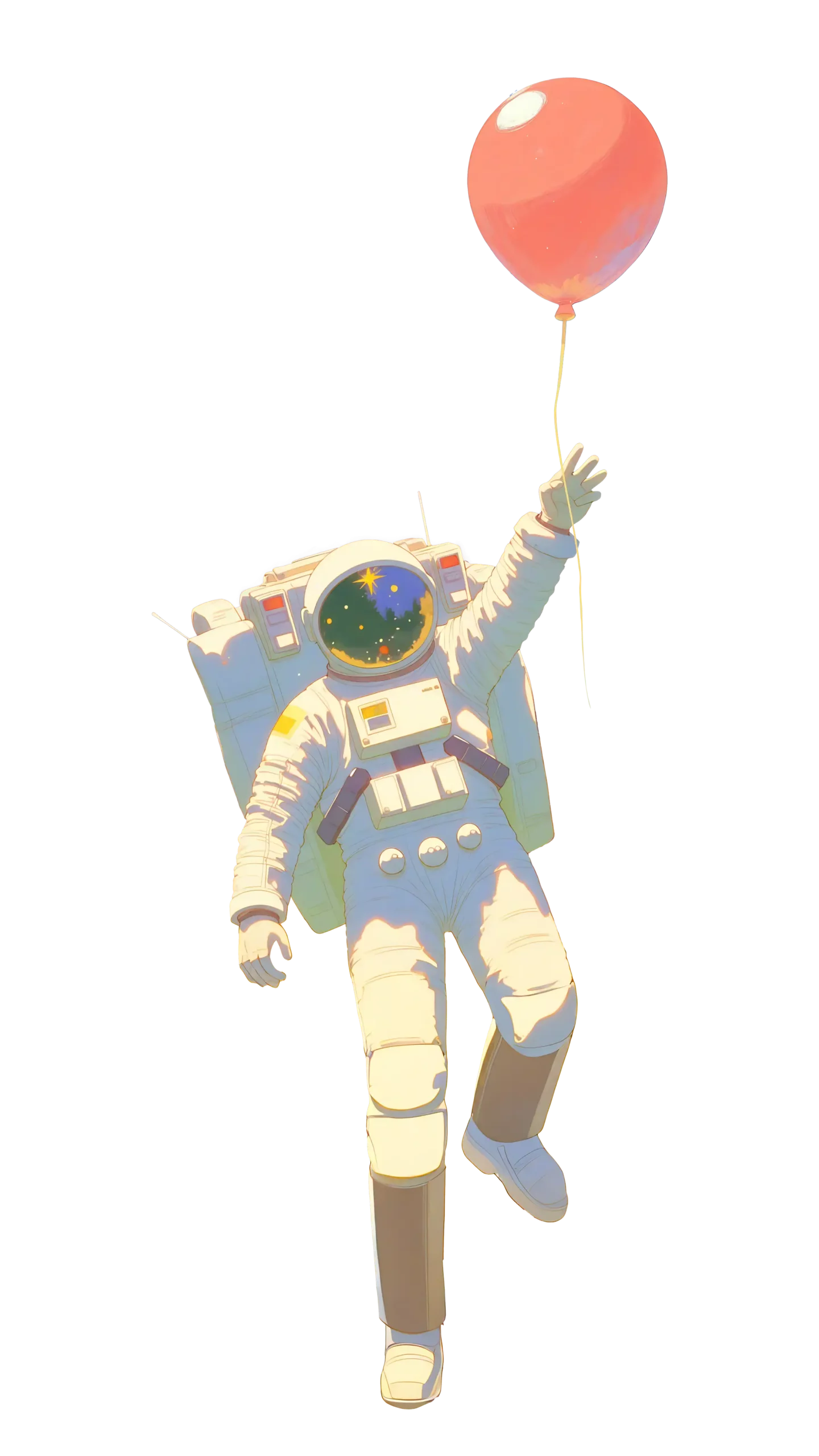 Das Hivy Hero Logo. Ein Astronaut, der sich an einem Luftballon anhält und in den Himmel empor steigt.